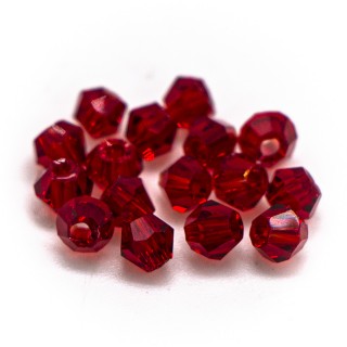 Бусины биконус 2мм, красный прозрачный